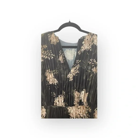 Vince ❀ Lilac Floral Micro Pleated Midi Dress ❀ Coastal Blue Floral Print ❀ Sml